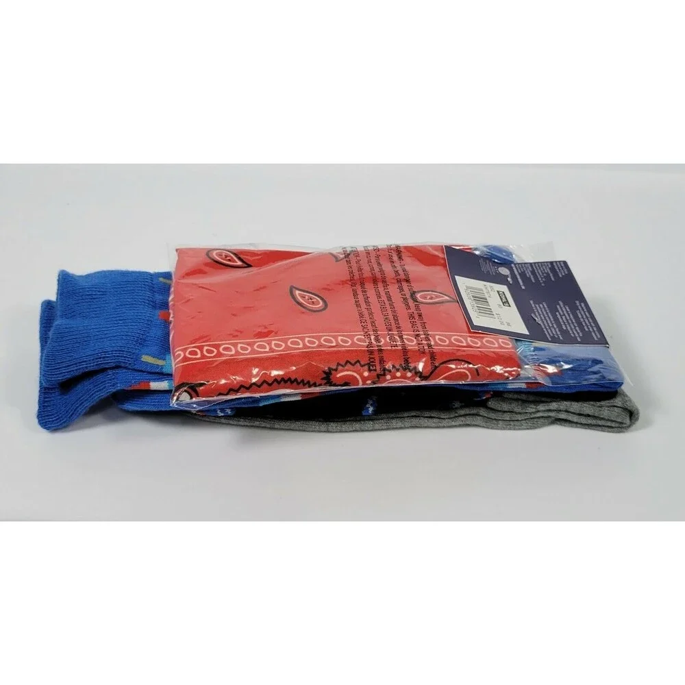 Men's 3 Pair American Proud Theme Socks  With Red Bandanna size  10-13  by HYP